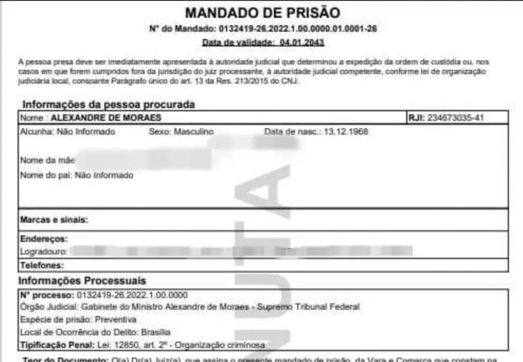 Alexandre de Moraes tem mandado de prisão após invasão a site do CNJ